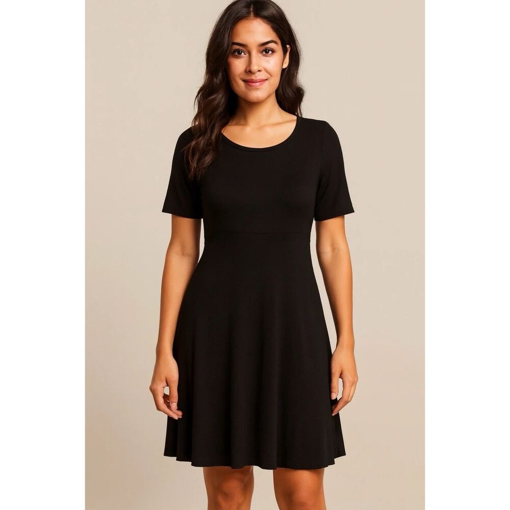 Lauren Ralph Lauren Dress Womens L Cashmere Silk sheath Black Pullover timeless